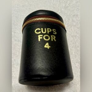 Brown Leather Cups for 4 with Gold Zipper Camping Gear Travel